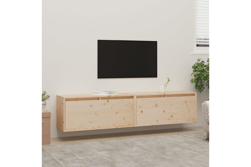 Veggskap 2 stk 80x30x35 cm heltre furu - Brun - Møbler - TV- & Mediamøbler - TV benk & mediabenk