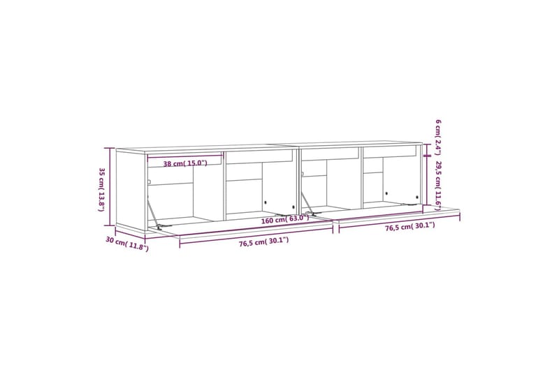 Veggskap 2 stk 80x30x35 cm heltre furu - Brun - Møbler - TV- & Mediamøbler - TV benk & mediabenk