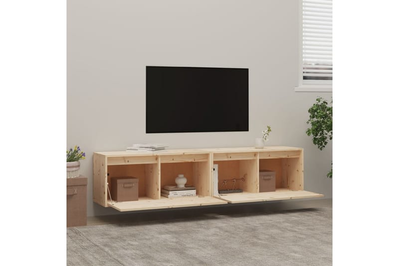 Veggskap 2 stk 80x30x35 cm heltre furu - Brun - Møbler - TV- & Mediamøbler - TV benk & mediabenk