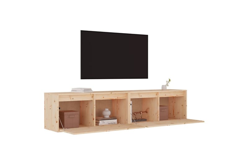 Veggskap 2 stk 80x30x35 cm heltre furu - Brun - Møbler - TV- & Mediamøbler - TV benk & mediabenk