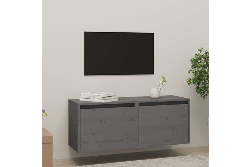 Veggskap 2 stk grå 45x30x35 cm heltre furu - Grå - Møbler - TV- & Mediamøbler - TV benk & mediabenk