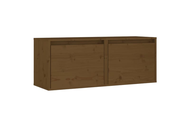 Veggskap 2 stk honningbrun 45x30x35 cm heltre furu - Brun - Møbler - TV- & Mediamøbler - TV benk & mediabenk