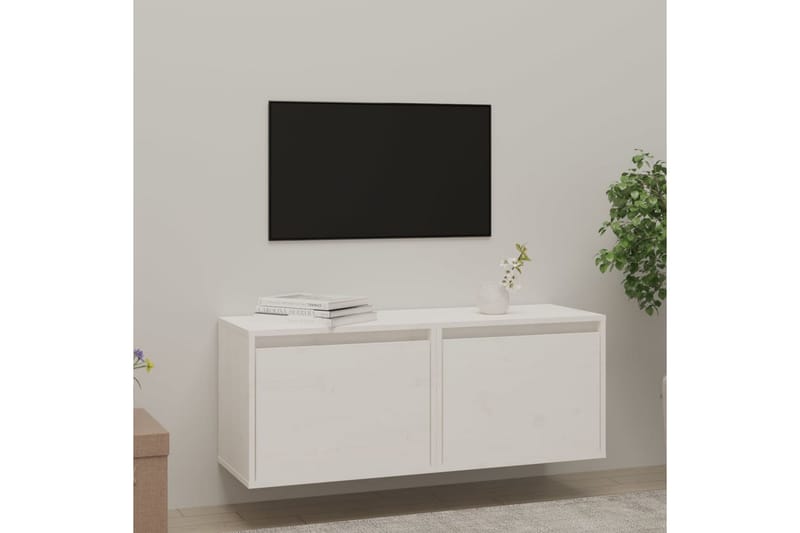 Veggskap 2 stk hvit 45x30x35 cm heltre furu - Hvit - Møbler - TV- & Mediamøbler - TV benk & mediabenk