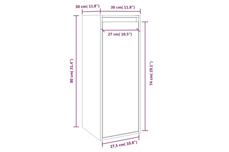 Veggskap grå 30x30x80 cm heltre furu - Grå - Møbler - TV- & Mediamøbler - TV benk & mediabenk