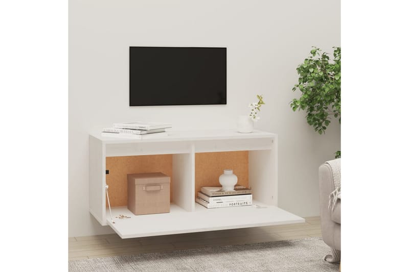 Veggskap hvit 80x30x35 cm heltre furu - Hvit - Møbler - TV- & Mediamøbler - TV benk & mediabenk