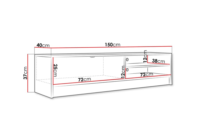 TV-benk Munkedal 150 cm - Hvit - Møbler - TV- & Mediamøbler - TV benk & mediabenk