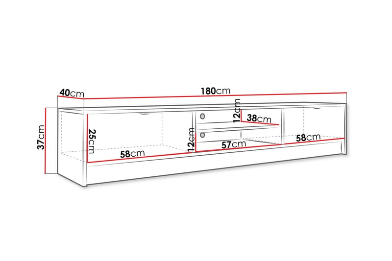 TV-benk Munkedal 180 cm - Hvit - Møbler - TV- & Mediamøbler - TV benk & mediabenk