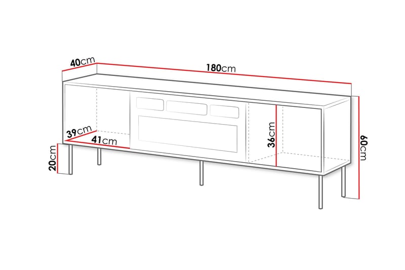 TV-benk Soublet 180 cm - Svart - Møbler - TV- & Mediamøbler - TV benk & mediabenk