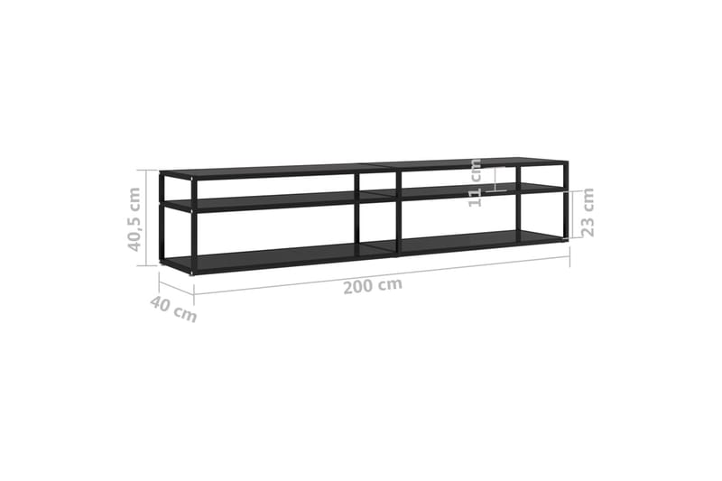 TV-benk svart 200x40x40,5 cm herdet glass - Svart - Møbler - TV- & Mediamøbler - TV benk & mediabenk