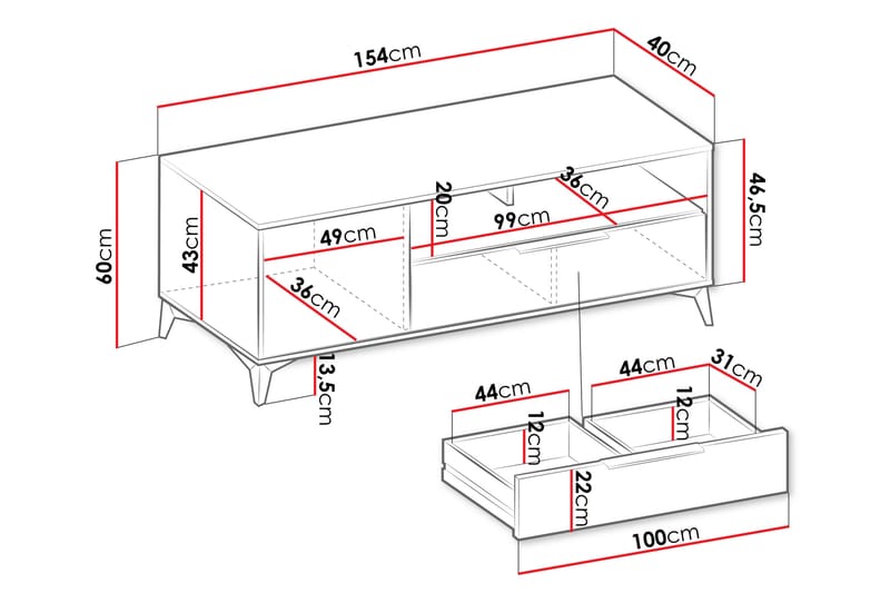 TV-benk Vemdalen 154 cm - Sand beige - Møbler - TV- & Mediamøbler - TV benk & mediabenk