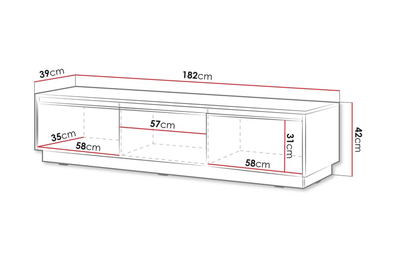 TV-benk Vitlanda 182 cm - Svart - Møbler - TV- & Mediamøbler - TV benk & mediabenk