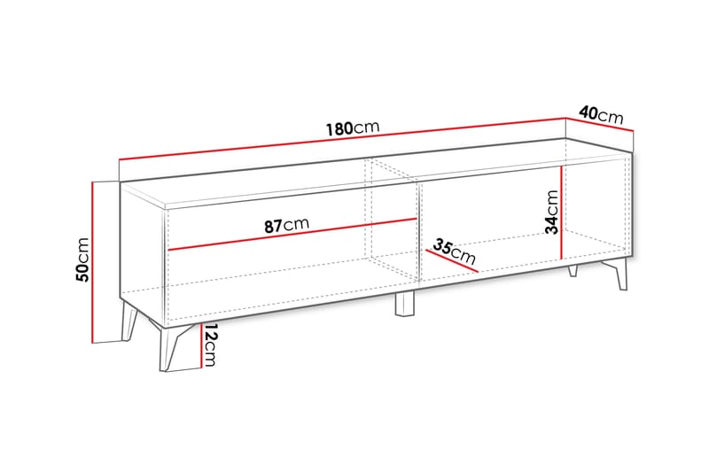 TV-benk Worthing 180 cm - Hvit - Møbler - TV- & Mediamøbler - TV benk & mediabenk