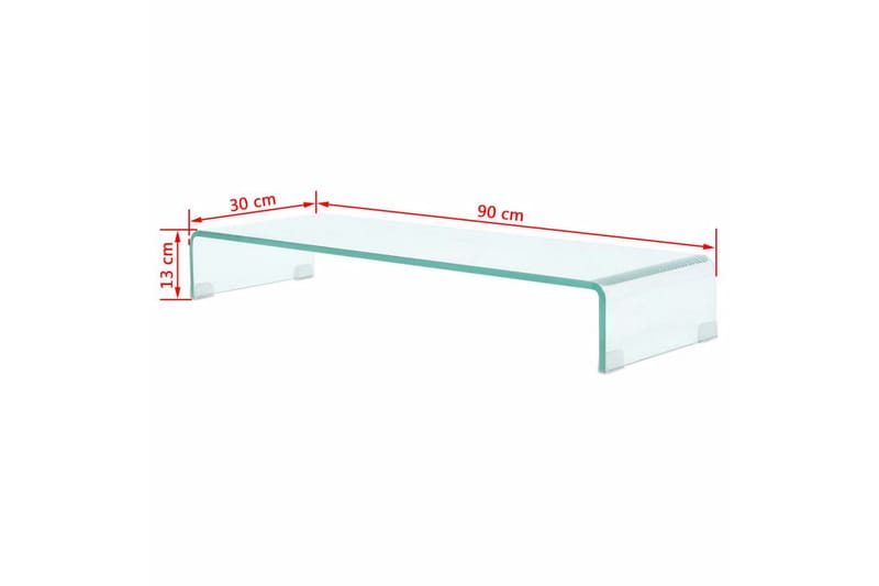 TV-benk glass klar 90x30x13 cm - Gjennomsiktig - Møbler - TV- & Mediamøbler - TV-hylle