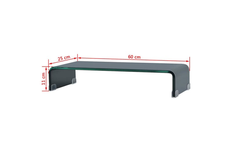 TV-benk glass svart 60x25x11 cm - Svart - Møbler - TV- & Mediamøbler - TV-hylle