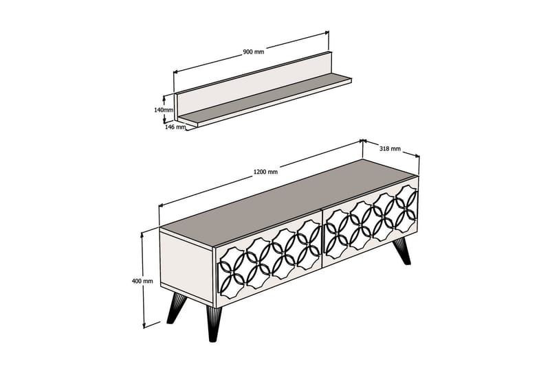 TV-Benk Amtorp 120 cm - Hvit - Møbler - TV- & Mediamøbler - TV-møbelsett