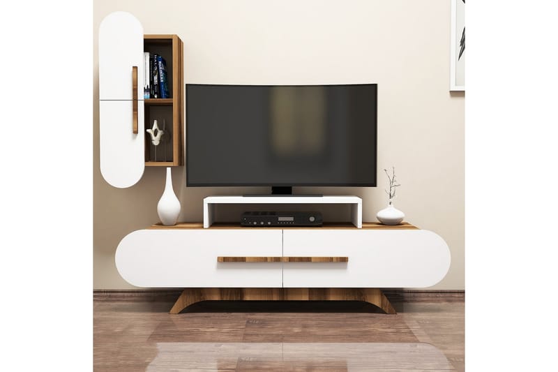 TV-Benk Amtorp 145 cm - Brun|Hvit - Møbler - TV- & Mediamøbler - TV-møbelsett