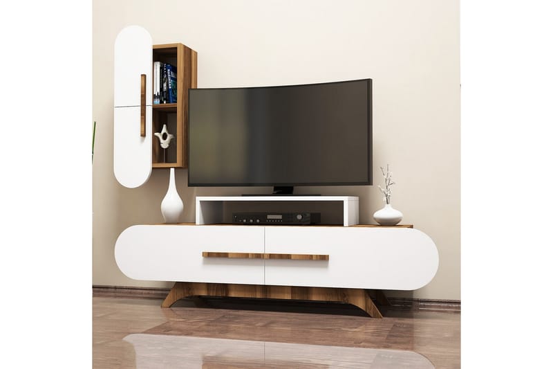 TV-Benk Amtorp 145 cm - Brun|Hvit - Møbler - TV- & Mediamøbler - TV-møbelsett