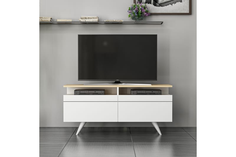 TV-møbelsett 35x150 cm 2 Skap - Natur/Hvit - Møbler - TV- & Mediamøbler - TV-møbelsett