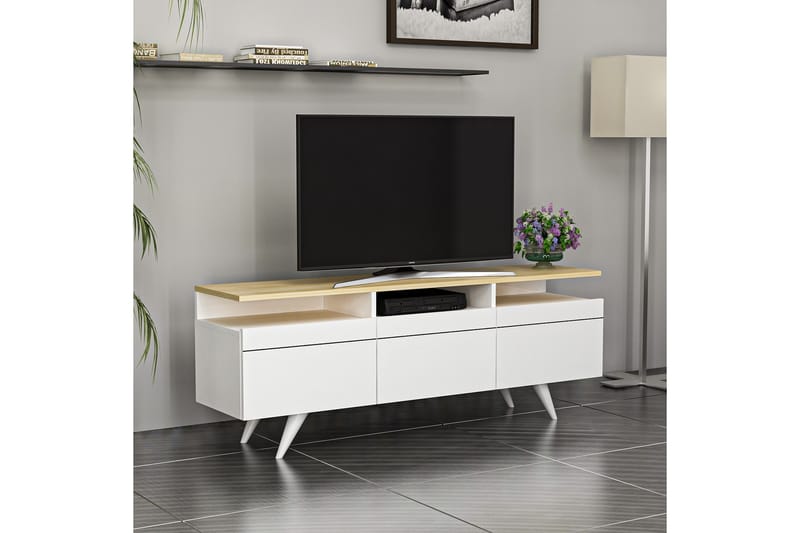 TV-møbelsett 35x150 cm 3 Skap - Hvit - Møbler - TV- & Mediamøbler - TV-møbelsett