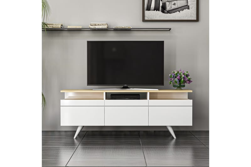 TV-møbelsett 35x150 cm 3 Skap - Hvit - Møbler - TV- & Mediamøbler - TV-møbelsett