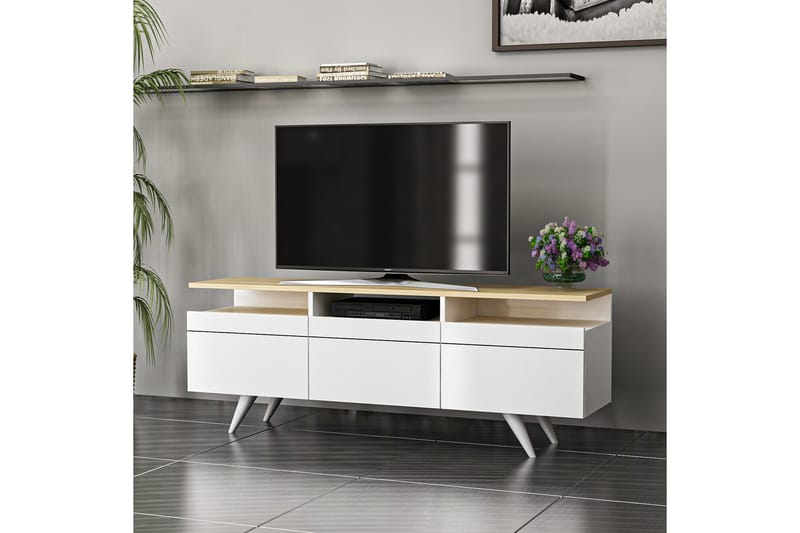 TV-møbelsett 35x150 cm 3 Skap - Hvit - Møbler - TV- & Mediamøbler - TV-møbelsett