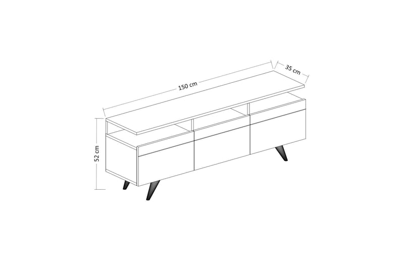 TV-møbelsett 35x150 cm 3 Skap - Hvit - Møbler - TV- & Mediamøbler - TV-møbelsett