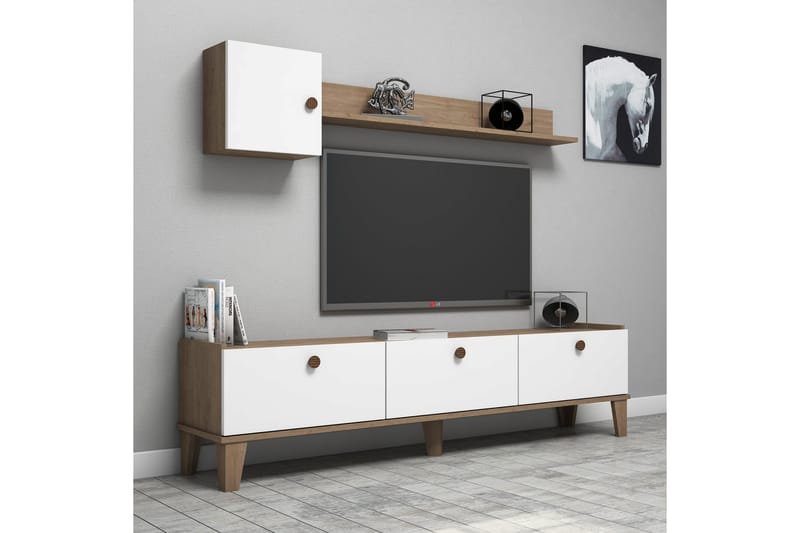 TV-møbelsett 35x178 cm - Natur/Hvit - Møbler - TV- & Mediamøbler - TV-møbelsett