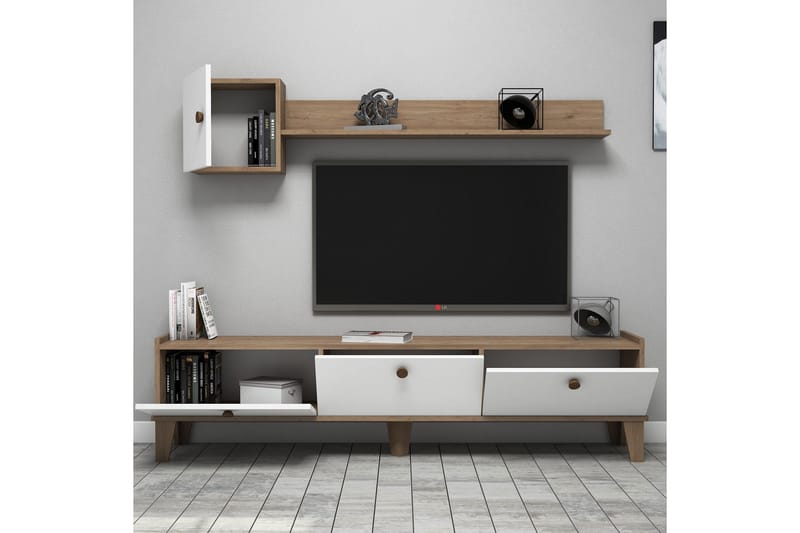 TV-møbelsett 35x178 cm - Natur/Hvit - Møbler - TV- & Mediamøbler - TV-møbelsett