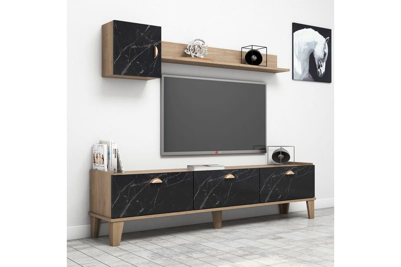 TV-møbelsett 35x178 cm - Natur/Svart - Møbler - TV- & Mediamøbler - TV-møbelsett