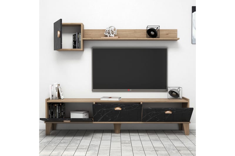 TV-møbelsett 35x178 cm - Natur/Svart - Møbler - TV- & Mediamøbler - TV-møbelsett