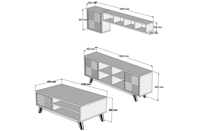 TV-møbelsett Amtorp 160 cm - Blå/Brun - Møbler - TV- & Mediamøbler - TV-møbelsett