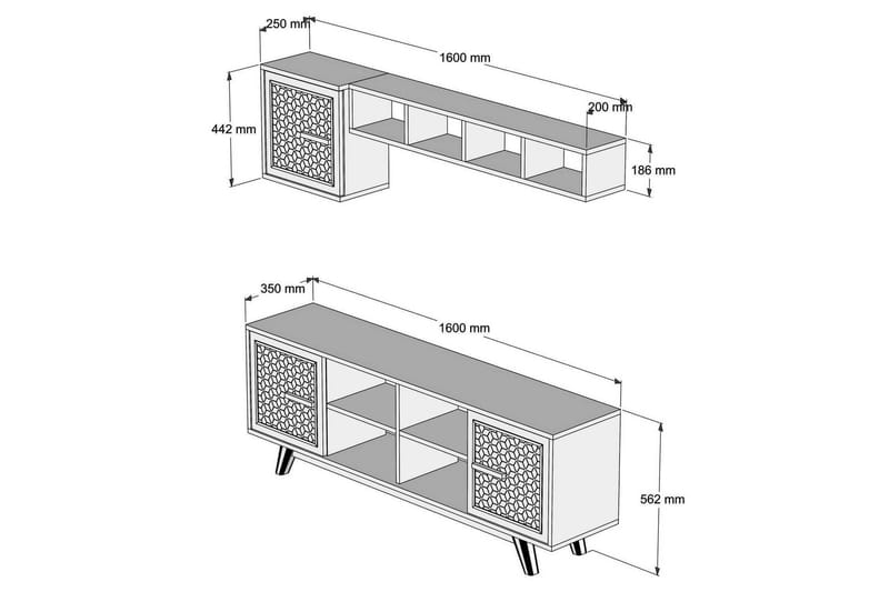 TV-møbelsett Amtorp 160 cm - Blå/Brun - Møbler - TV- & Mediamøbler - TV-møbelsett