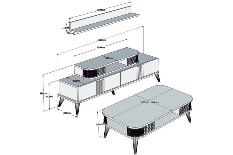 TV-møbelsett Amtorp 168 cm - Beige - Møbler - TV- & Mediamøbler - TV-møbelsett