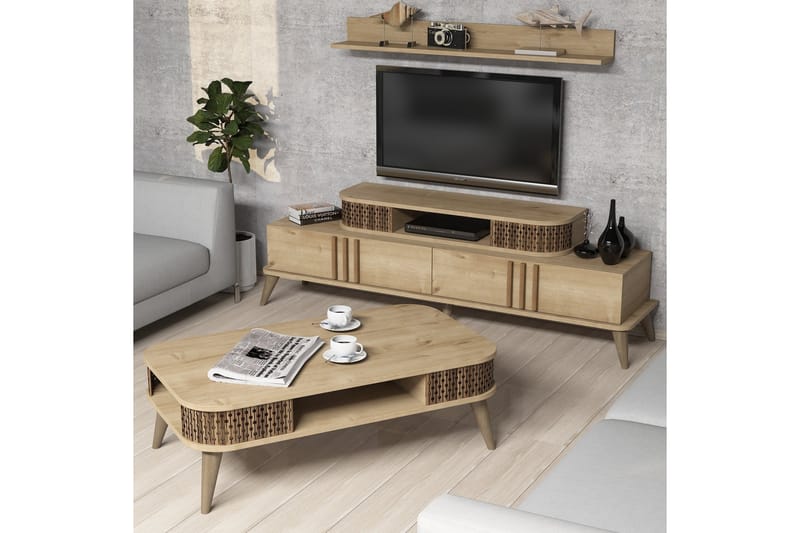 TV-møbelsett Amtorp 168 cm - Beige - Møbler - TV- & Mediamøbler - TV-møbelsett