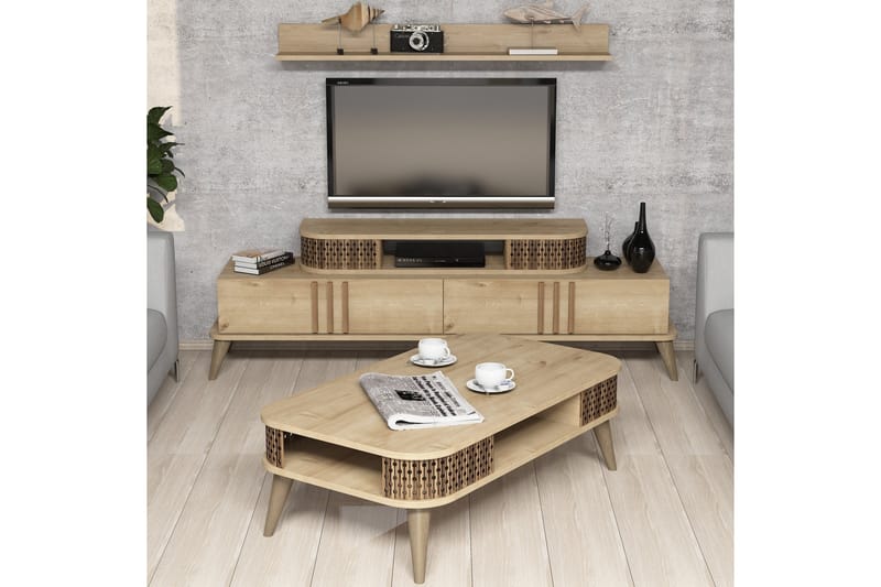 TV-møbelsett Amtorp 168 cm - Beige - Møbler - TV- & Mediamøbler - TV-møbelsett