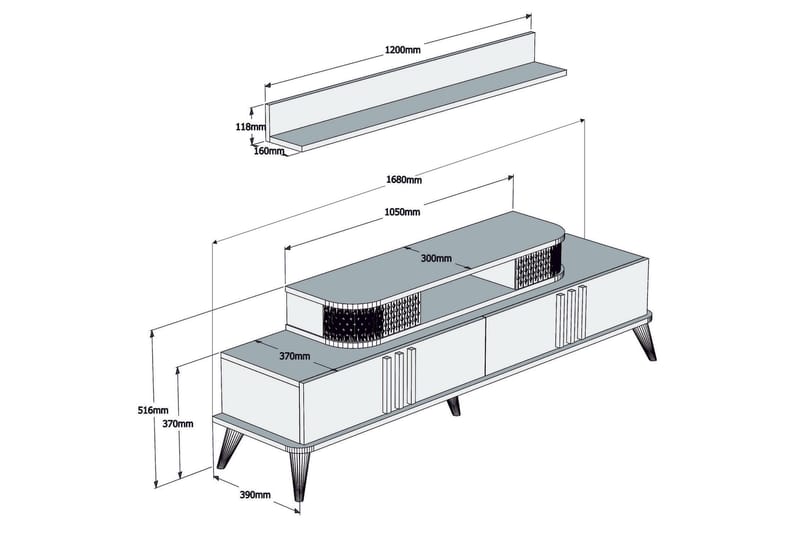 TV-møbelsett Amtorp 168 cm - Beige - Møbler - TV- & Mediamøbler - TV-møbelsett