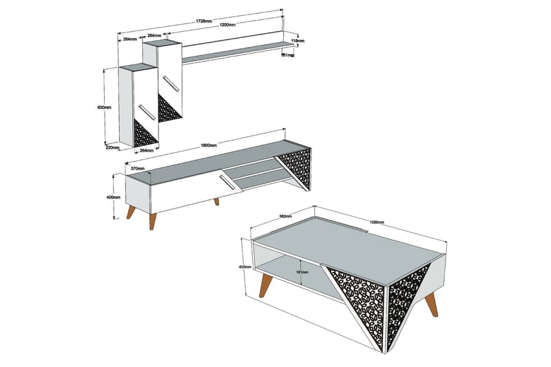 TV-møbelsett Amtorp 180 cm - Brun - Møbler - TV- & Mediamøbler - TV-møbelsett