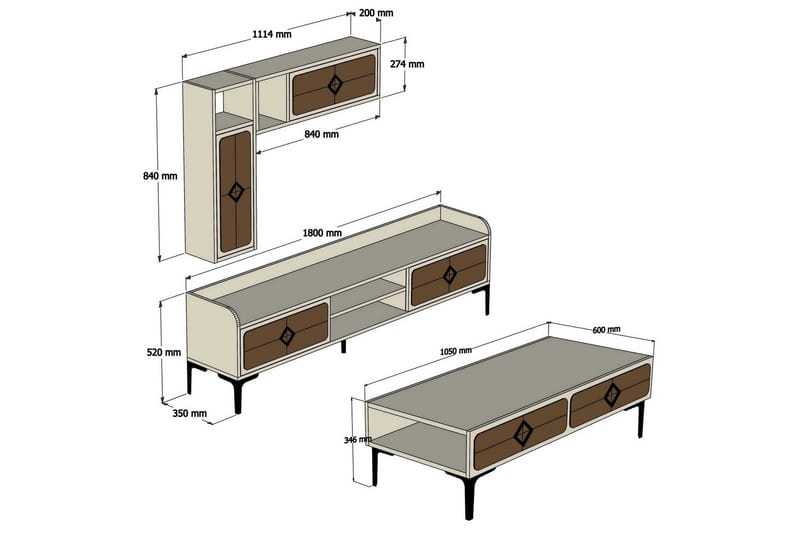 TV-møbelsett Amtorp 180 cm - Brun - Møbler - TV- & Mediamøbler - TV-møbelsett