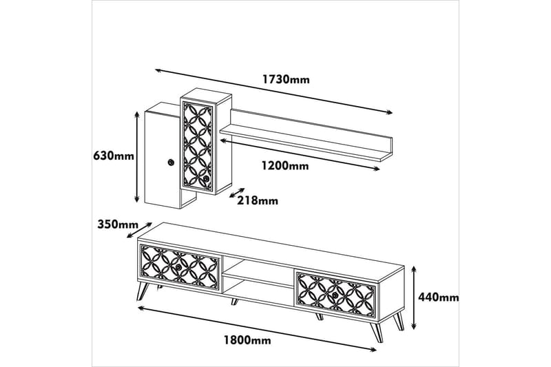 TV-møbelsett Amtorp 180 cm - Brun/Mønstret - Møbler - TV- & Mediamøbler - TV-møbelsett