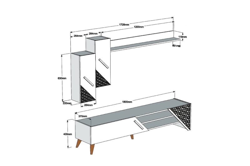 TV-møbelsett Amtorp 180 cm - Mørkebrun - Møbler - TV- & Mediamøbler - TV-møbelsett