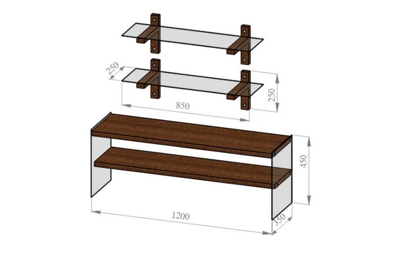 TV-Møbelsett Balais 45 cm - Valnøtt - Møbler - TV- & Mediamøbler - TV-møbelsett