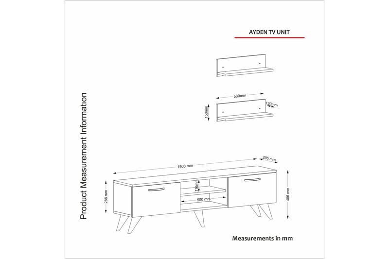 TV-møbelsett Bondsjö 150 cm - Brun/Hvit - Møbler - TV- & Mediamøbler - TV-møbelsett