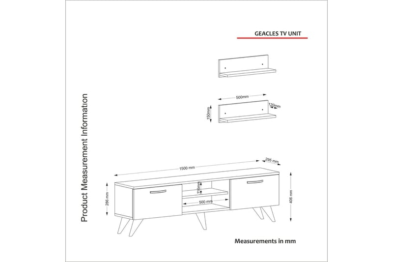 TV-møbelsett Bondsjö 150 cm - Hvit/Brun - Møbler - TV- & Mediamøbler - TV-møbelsett