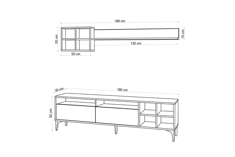 TV-møbelsett Debbies 180 cm - Natur / Svart - Møbler - TV- & Mediamøbler - TV-møbelsett