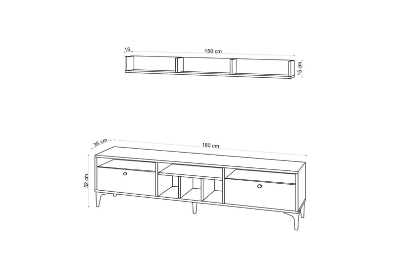 TV-møbelsett Drewsie 180 cm - Natur / Svart - Møbler - TV- & Mediamøbler - TV-møbelsett