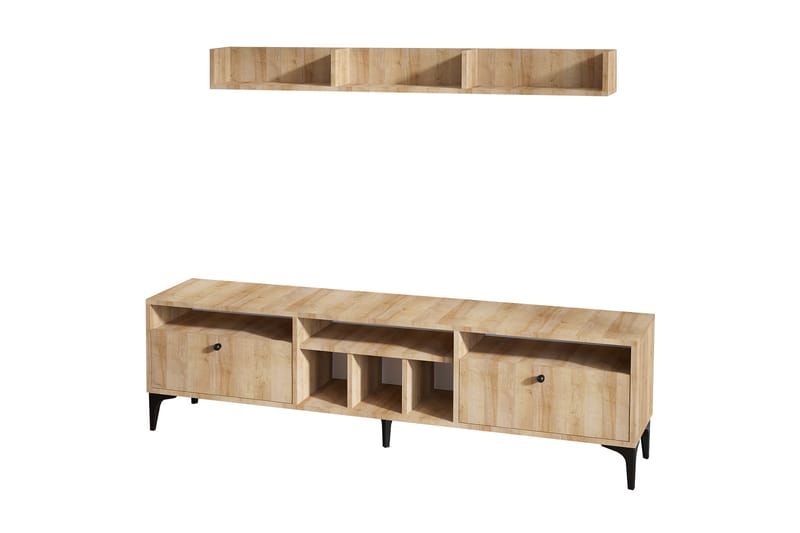 TV-møbelsett Drewsie 180 cm - Natur / Svart - Møbler - TV- & Mediamøbler - TV-møbelsett