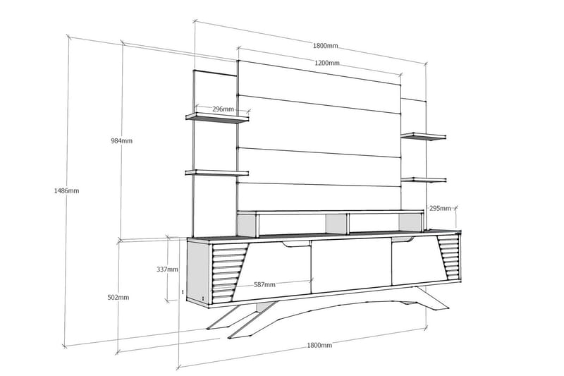 TV-møbelsett Dumö 149 cm - Brun/Hvit - Møbler - TV- & Mediamøbler - TV-møbelsett