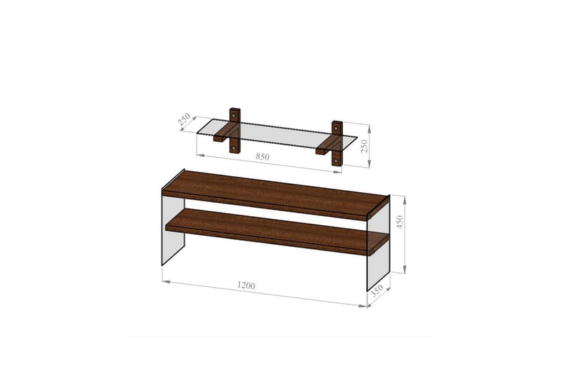 TV-Møbelsett Fulwiler 45 cm - Valnøtt - Møbler - TV- & Mediamøbler - TV-møbelsett