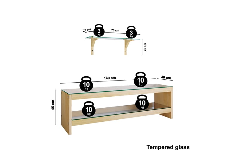 TV-Møbelsett Grinstad 140 cm - Brun - Møbler - TV- & Mediamøbler - TV-møbelsett