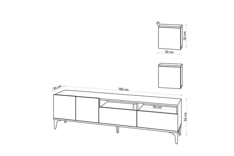 TV-møbelsett Lupinea 180 cm - Natur / Svart - Møbler - TV- & Mediamøbler - TV-møbelsett